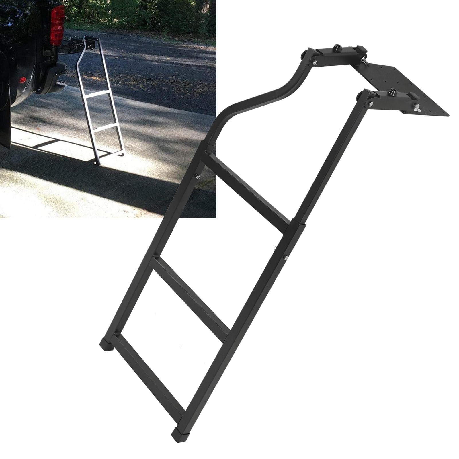 Échelle de Hayon de Camion Pliable Universelle en Fer pour la Plupart des Camionnettes, échelle de Hayon Réglable avec Vis Hexagonales en Acier Inoxydable, capacité de 300 LB,