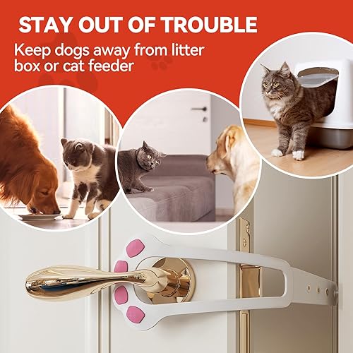 Miniatura 6 de Pestillo de puerta para gato, 2 piezas de tapón de puerta de gato para mantener al perro fuera de la caja de arena y alimentos, accesorio de puerta