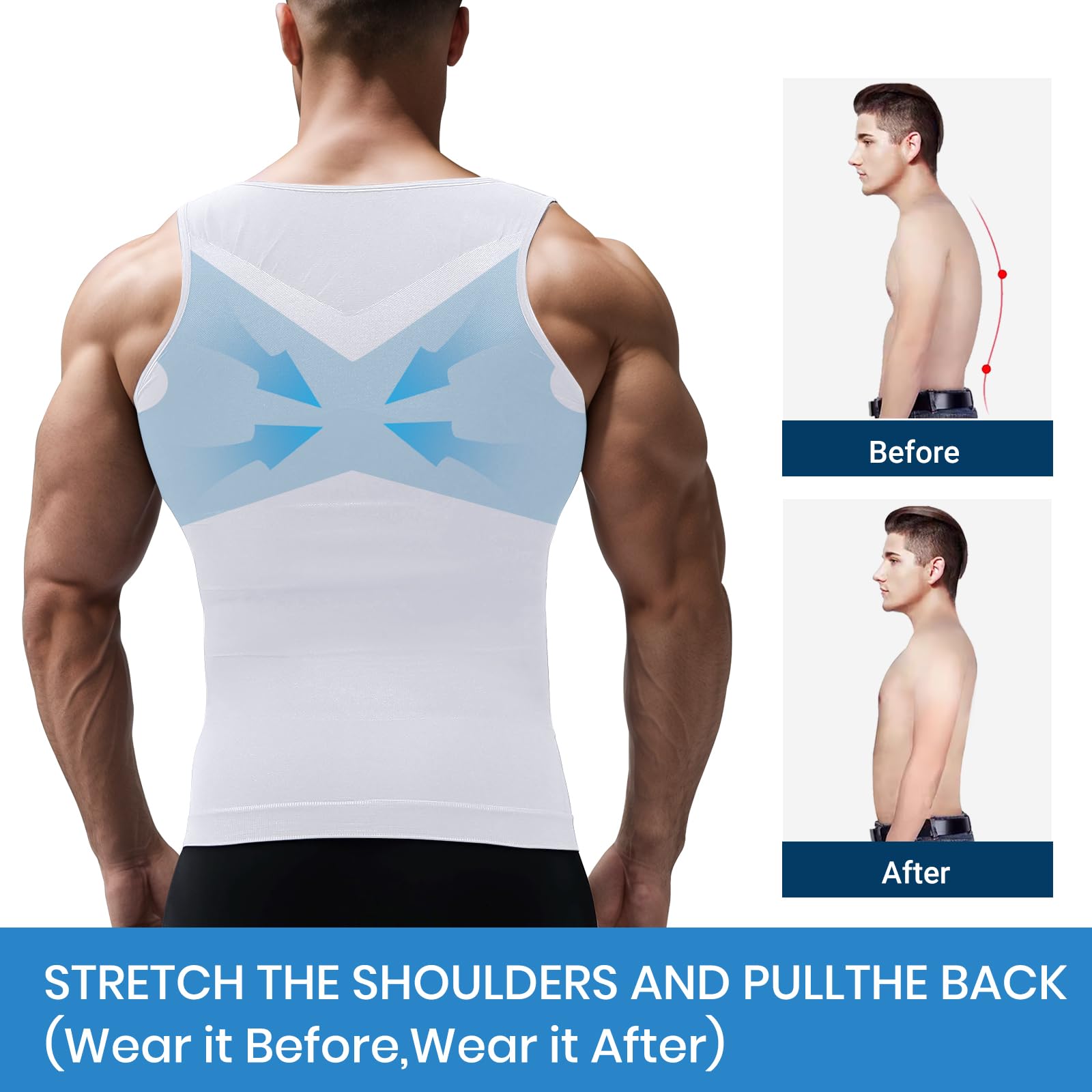 MEETYOO Slimming Undershirt Shapewear Gynecomastia Compression Shirt Men Body Shaper