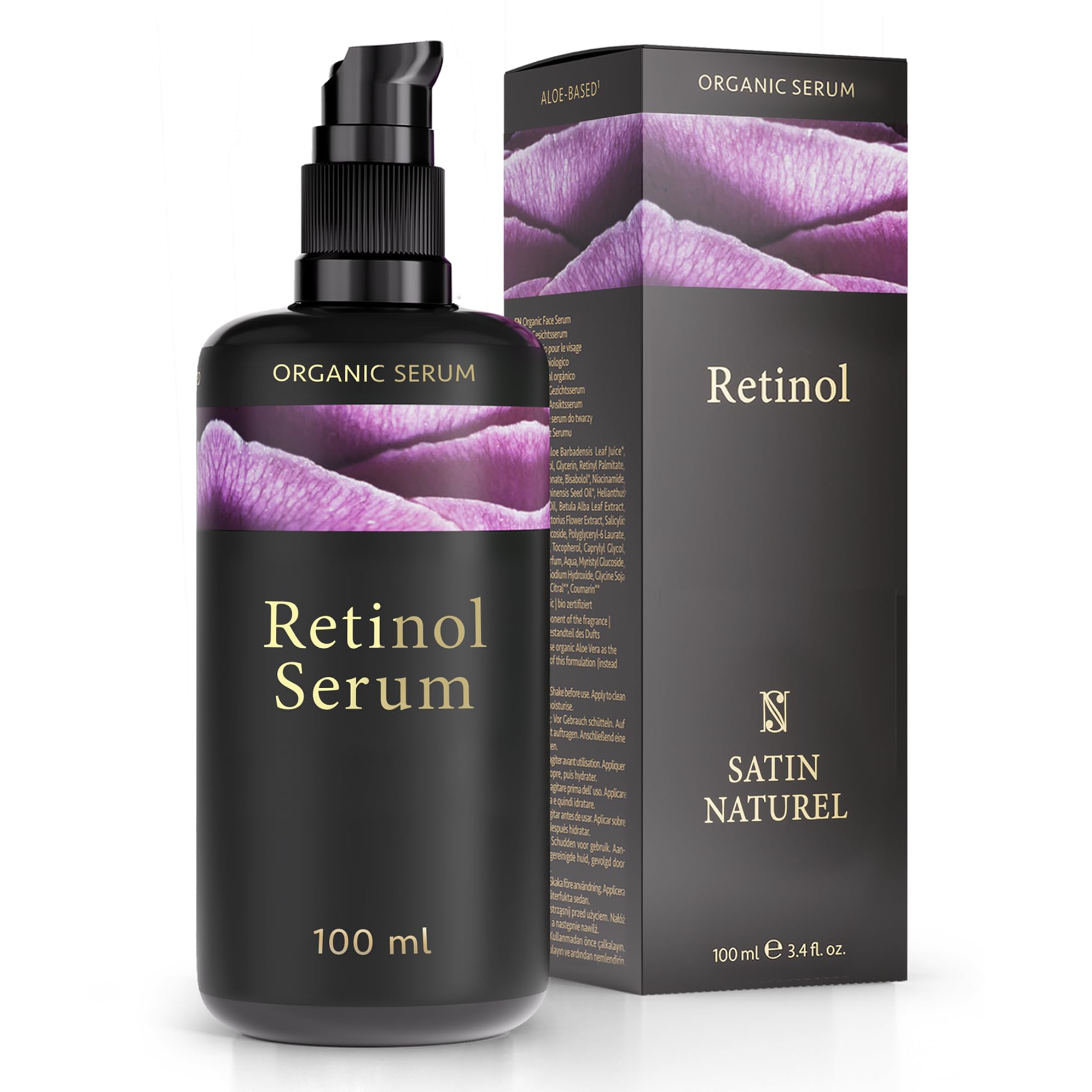 Retinol Serum 100ml – Retinol Face Treatment with Hyaluronic Acid, Niacinamide & Salicylic Acid – Anti-Ageing & Blemish Skincare – Evening Face Serum for Smoother Skin