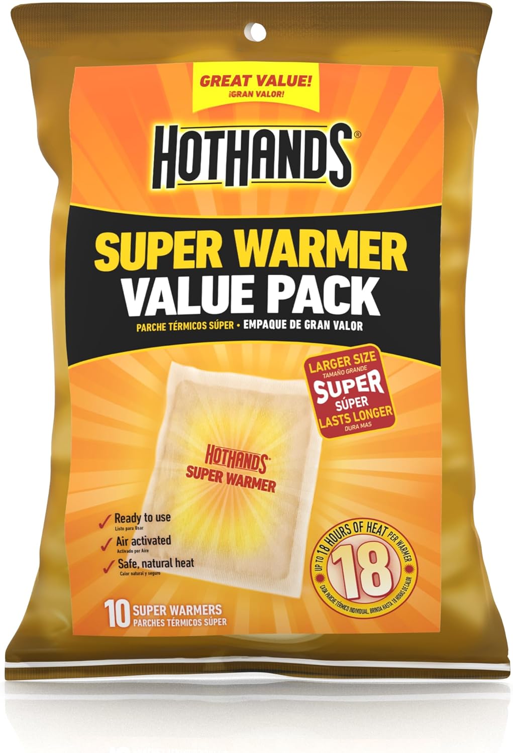 HotHands Body & Hand Super Warmers – Long Lasting Natural Odorless Air Activated Warmers – Up to 18 Hours of Heat – 10 Individual Warmers HotHands Body & Hand Super Warmers – Long Lasting Natural Odorless Air Activated Warmers – Up to 18 Hours of Heat – 10 Individual Warmers