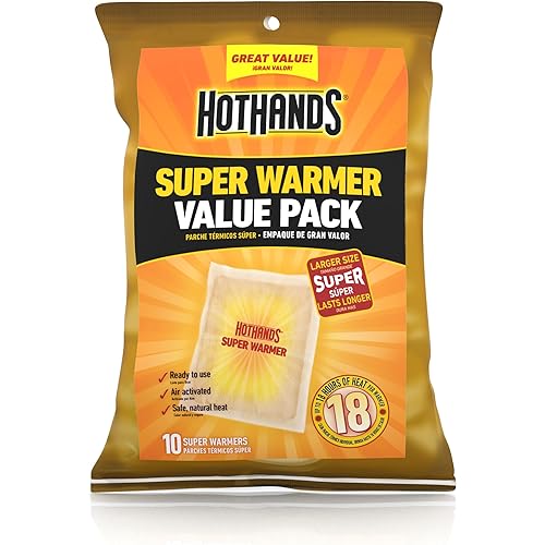 HotHands Body & Hand Super Warmers - Long Lasting Natural Odorless Air Activated Warmers - Up to 18 Hours of Heat - 10 Individual Warmers