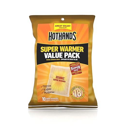 Hothands body & hand super warmers - long lasting natural odorless air activated warmers - up to 18 hours of heat - 10 individual warmers