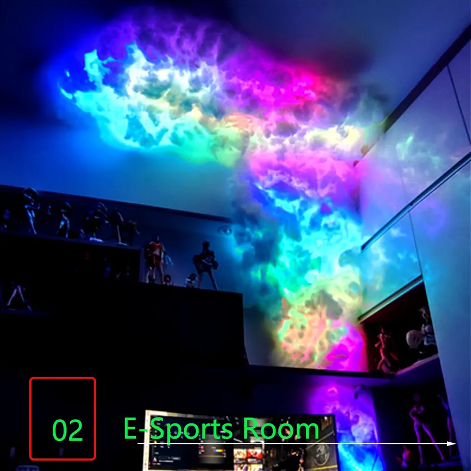 Luz LED de nube de trueno, luz de nube 3D gigante, lámpara de noche de atmósfera de control de aplicación, lámpara de nube de trueno creativa de bricolaje, luz de nubes RGB para decoración ( 20m)