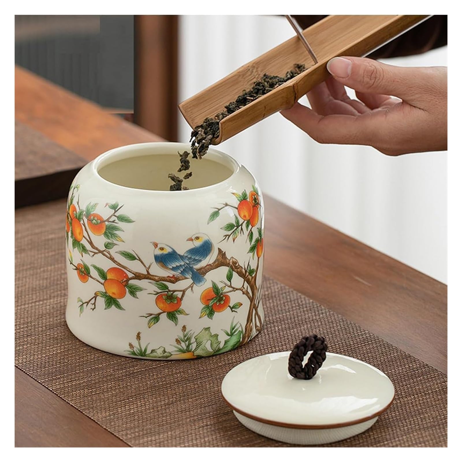 Pojemnik na herbatę z ceramiki Pottery Ceramiczny pojemnik na herbatę z pokrywką Vintage chińskie puszki puszka do kuchni herbata kawa salonu półka prezent D