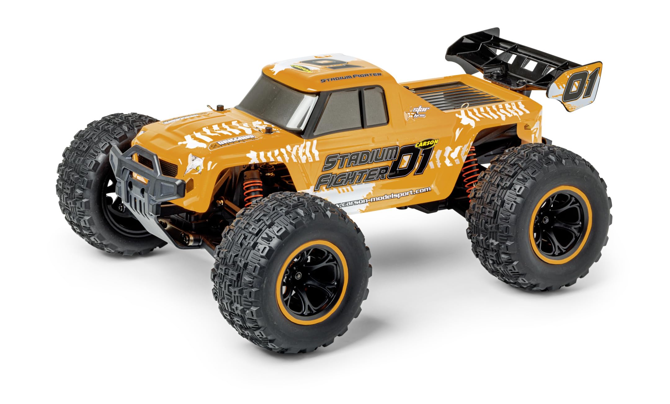 Carson 500404253 1:10 XS Stadium Fighter 100% RTR Naranja - Coche teledirigido, Buggy con radiocontrol, Incl. Pilas y Mando a Distancia, Buggy Todoterreno