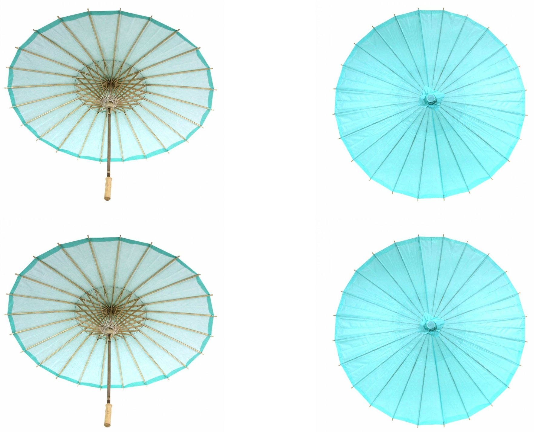 Koyal Wholesale32-Inch Paper Parasol, 4-Pack Umbrella for Wedding, Bridesmaids, Party Favors, Summer Sun Shade (4, Diamond Blue)