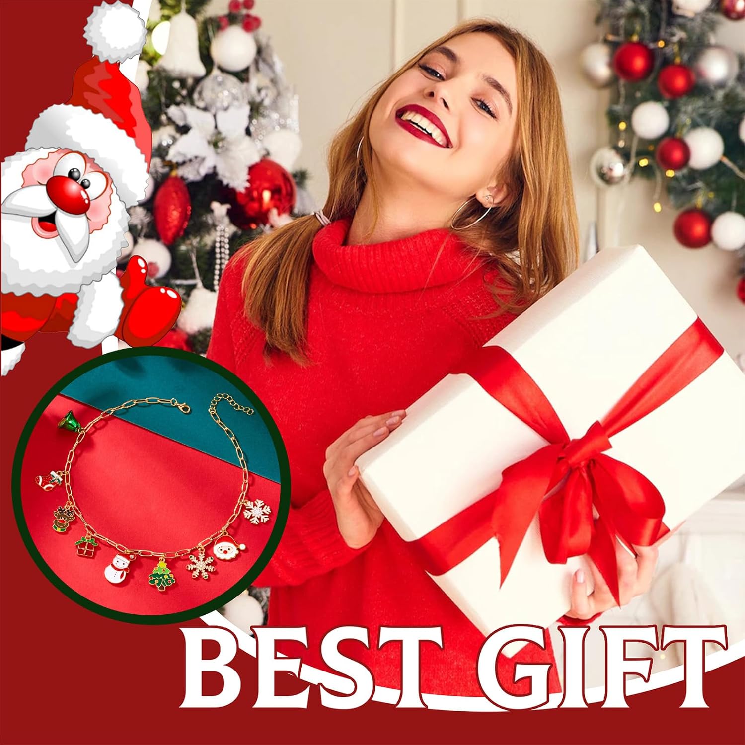 Frodete Christmas Necklace for Women Festive Enamel Dangle Pendant Chain Cute Santa Claus Snowman Xmas Tree Holiday Costume Accessory Stocking Stuffers Novelty Jewelry Outfits for Women - Image 3