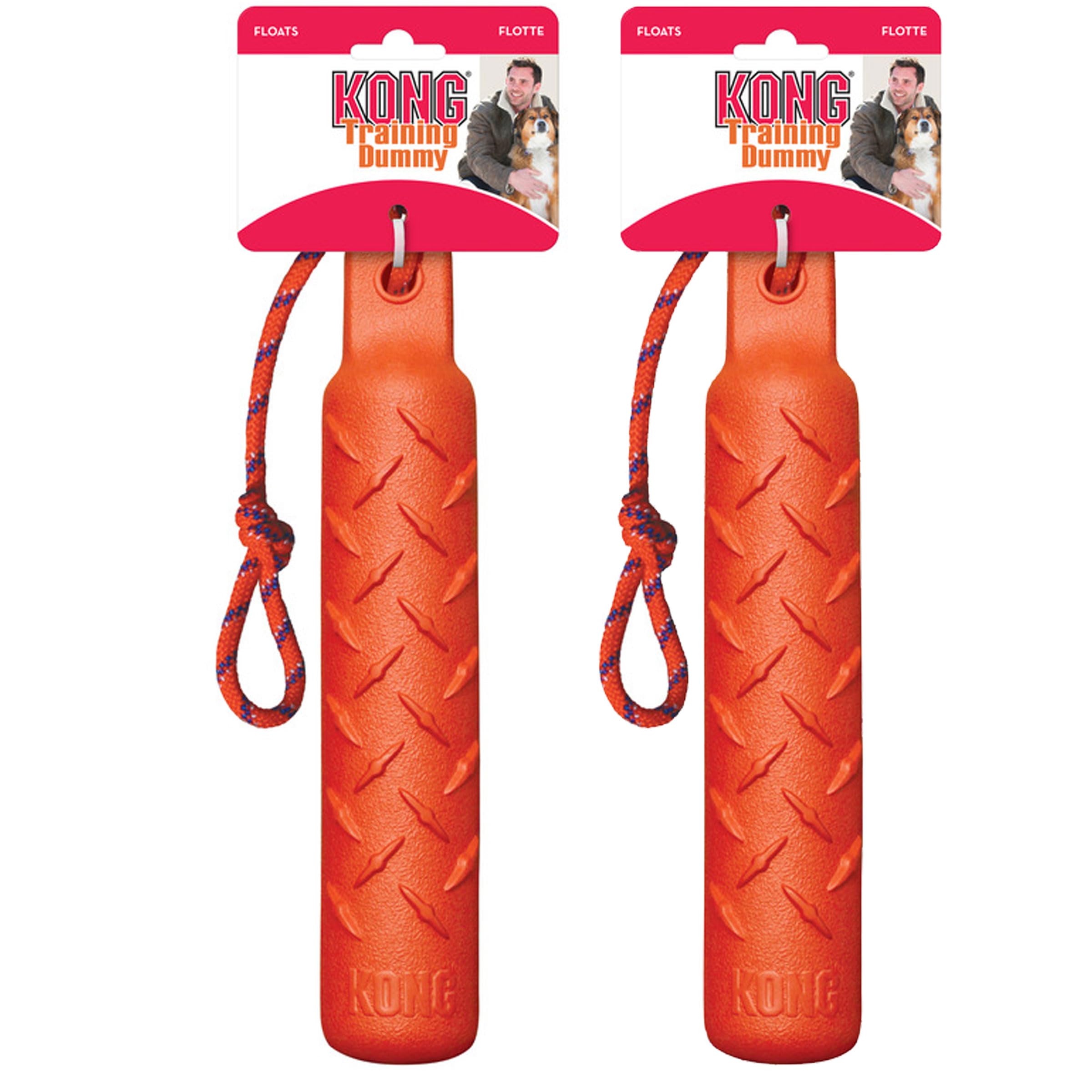 KONG Training Dummy Rope Bumper Dog Toy - Durable Floating Retriever for Fetch & Training - 2 Pack (Orange, Large)