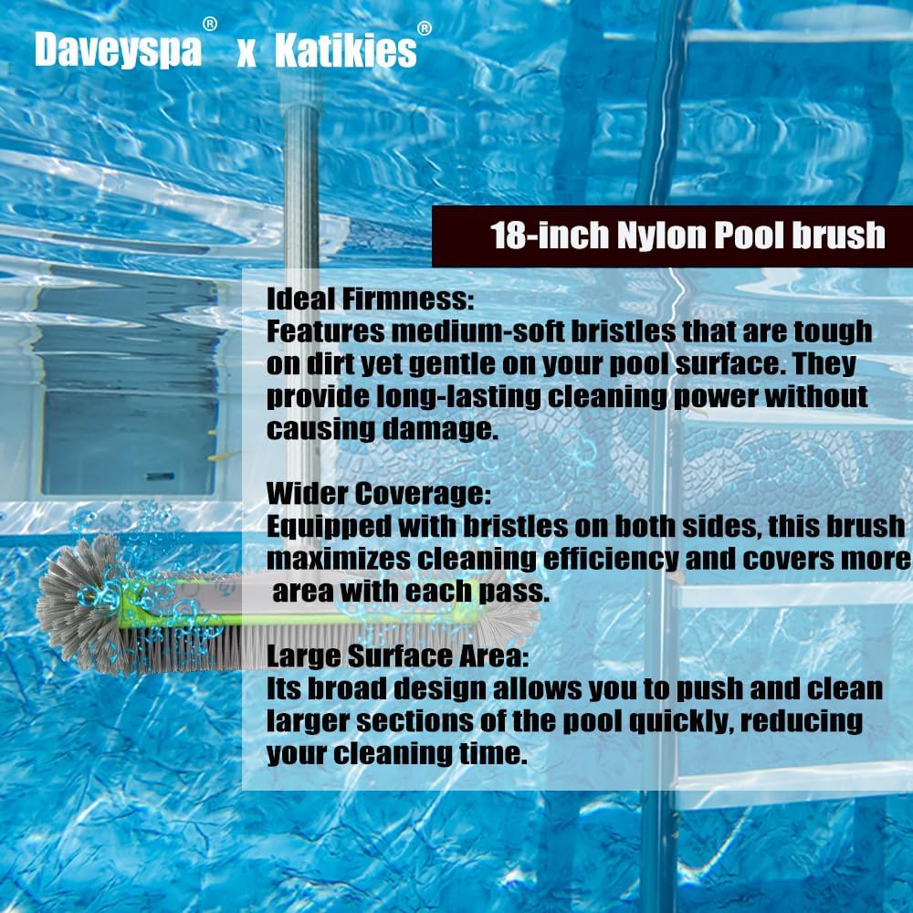 Pool Maintenance Kit with Pole- Skimmer Nets, Brushes & Chlorine Dispenser for Easy Pool Cleaning (5.01ft)