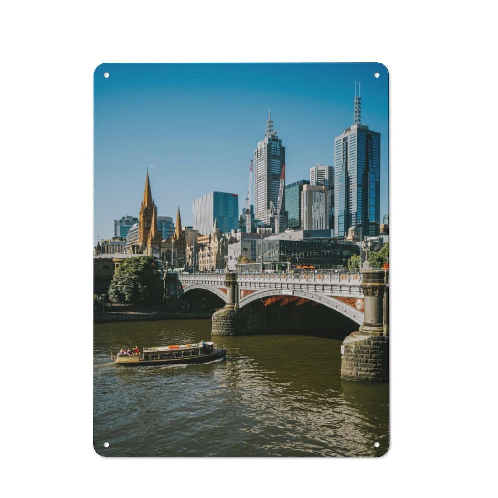 Junmoney Melbourne Retro Vintage Metal Sign 40X30cm, Restaurant Wall Art For Coffee Bar, Small Shop Or Dining Room