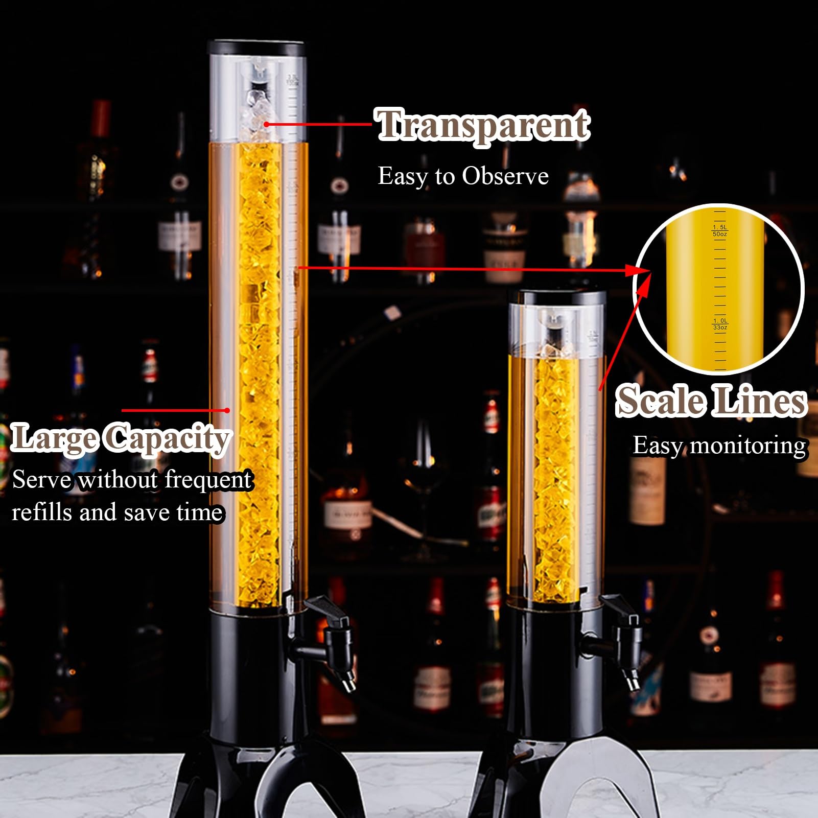 Spillatore Birra da Casa Torre di Mimosa Alta con Linee di Scala, Frigorifero Luminoso per Bevande, Mantiene Fresche e Refrigerate, Dispenser di Birra a Forma di Giraffa per Ristoranti/ Pub/ Picnic/ F