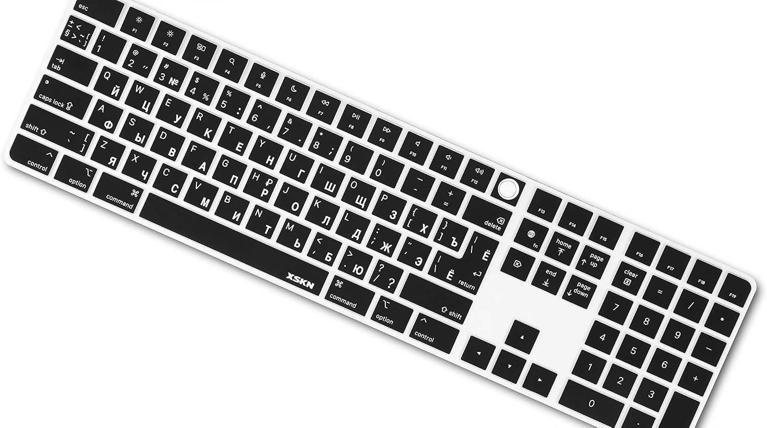 XSKN Russian Black Silicone Keyboard Cover Skin for 2021 Released Apple 24 inch iMac M1 Chip Magic Keyboard with Touch ID and Numeric Keypad Model A2520 Keyboard Accessories - EU&US Version (K-390) | for Apple 2021-2023 Magic Keyboard with Touch ID and Numeric Keypad A2520 (Not Suite for 2024 Model A3119)