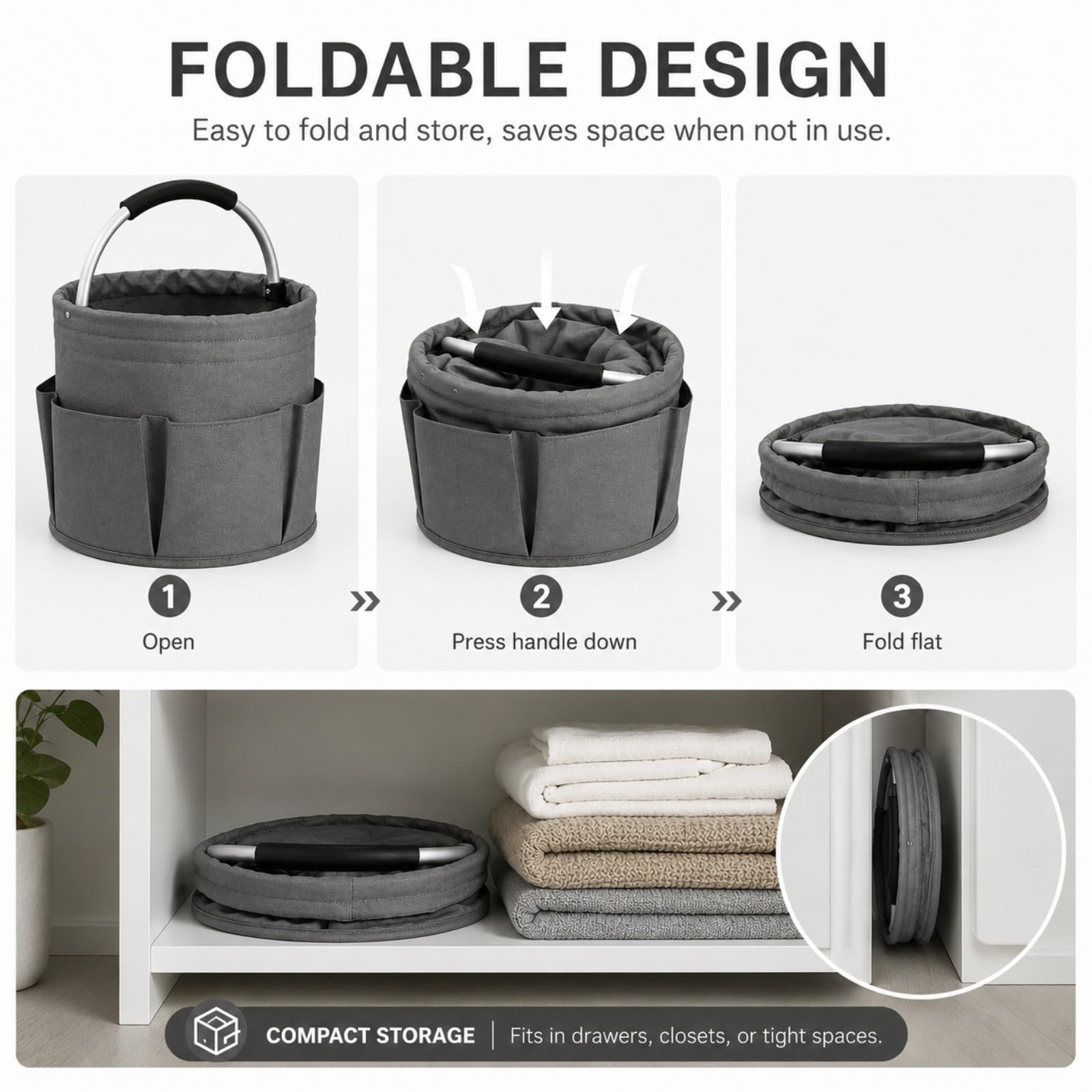 Organizer Borsa, Porta Detersivi, Borsa Impermeabile, Cestino per la Pulizia, per la Casa, per Secchi per la Pulizia, Accessori da Giardinaggio (Grigio)