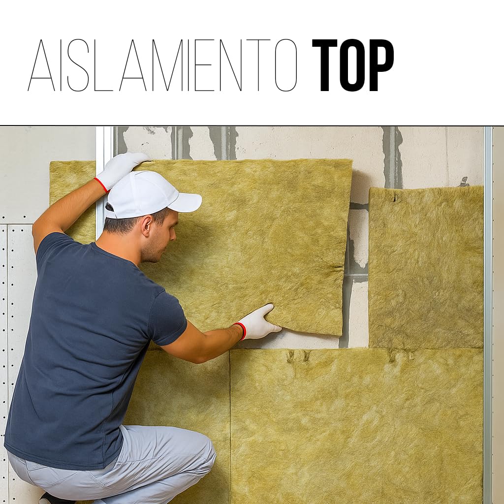 Panel de Lana de Roca Aislante Térmico y Acústico – Plancha de 120x60x5 cm | Alta Densidad | Resistente al Fuego | Aislamiento para Paredes, Techos, Suelos, Vehiculos y más.