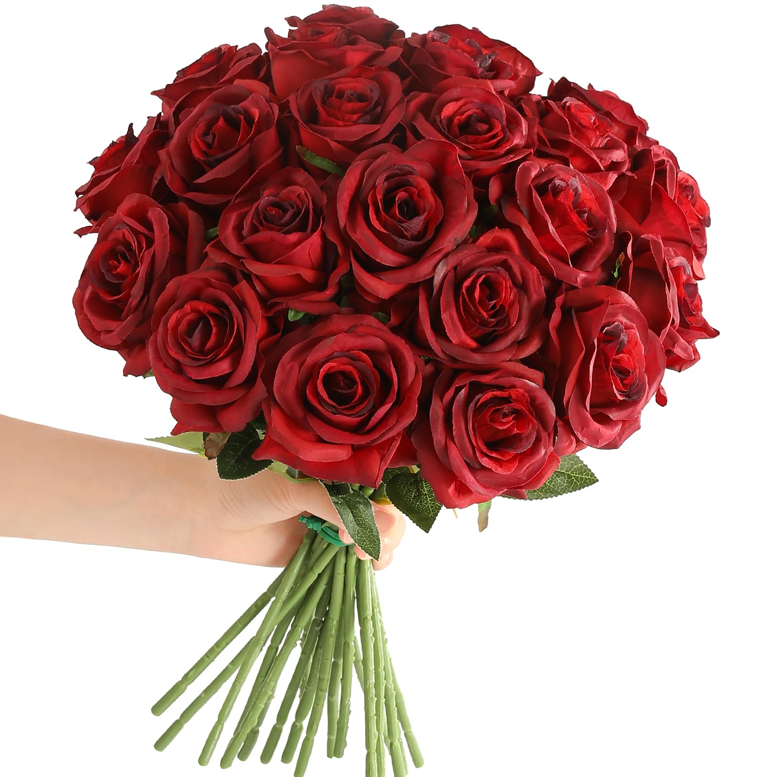 Tifuly 12Pcs Burgundy Roses