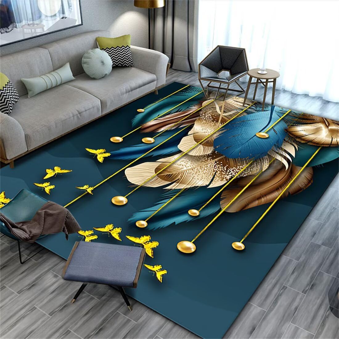 Décoration de ligne tapis abstrait de luxe léger pour chambre moderne