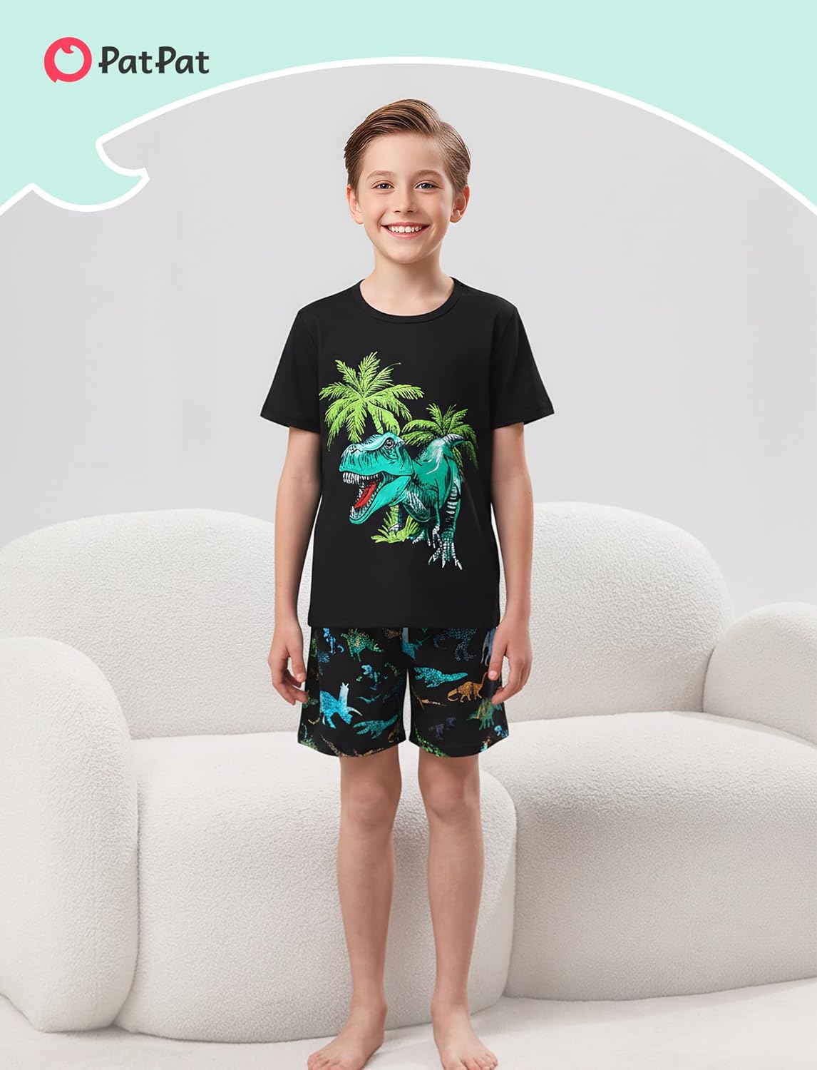 PATPAT Boys Pajamas Sets 2 Piece Soft Graphic Sleepwear Loose T-shirts with Shorts PJ Set Summer Lounge Wear for Kids - Image 3