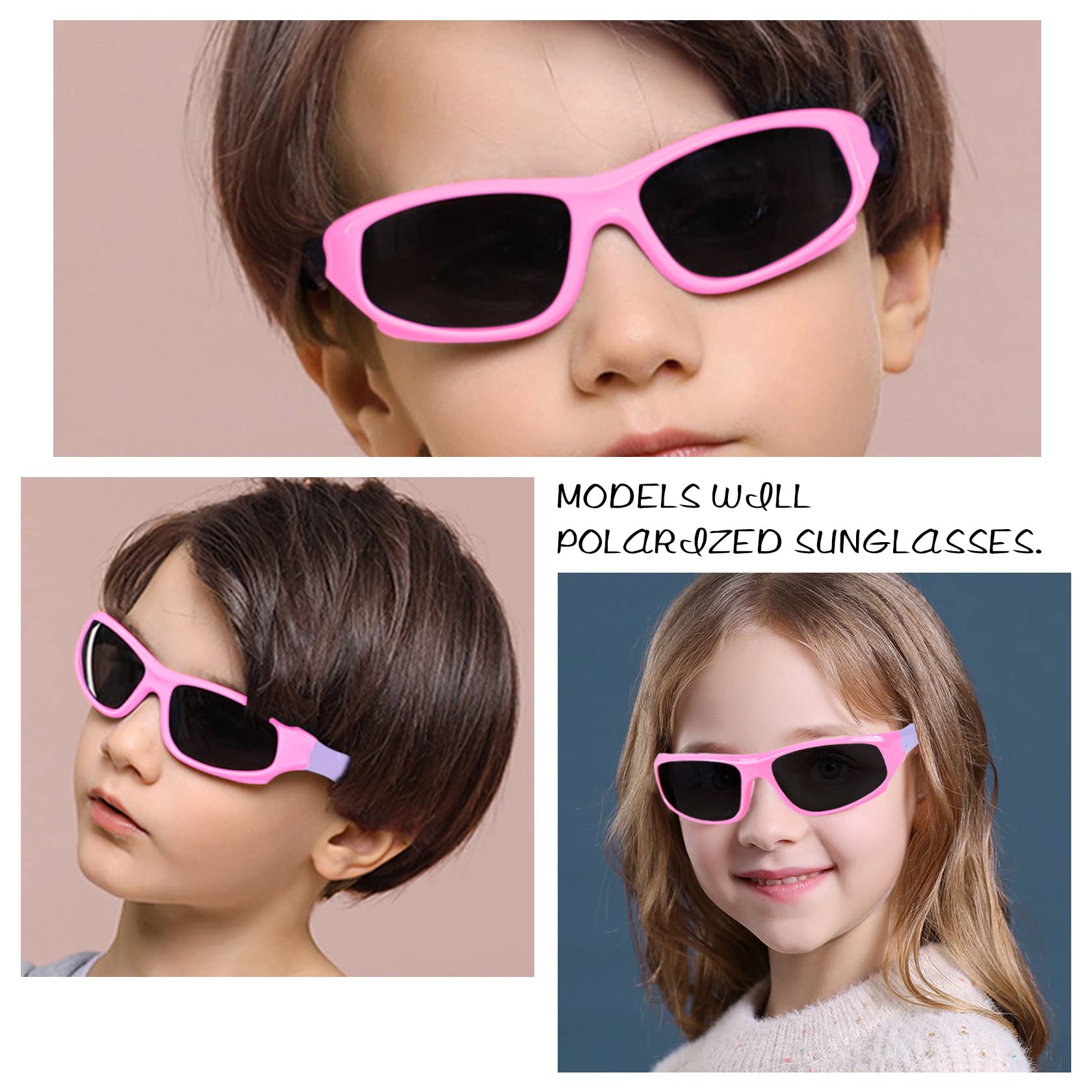 Lunettes De Soleil Polarisées Bébé 0-2 Ans - Monture Silicone Souple, Sangle Réglable - Protection UV400 - Fille Et Garçon