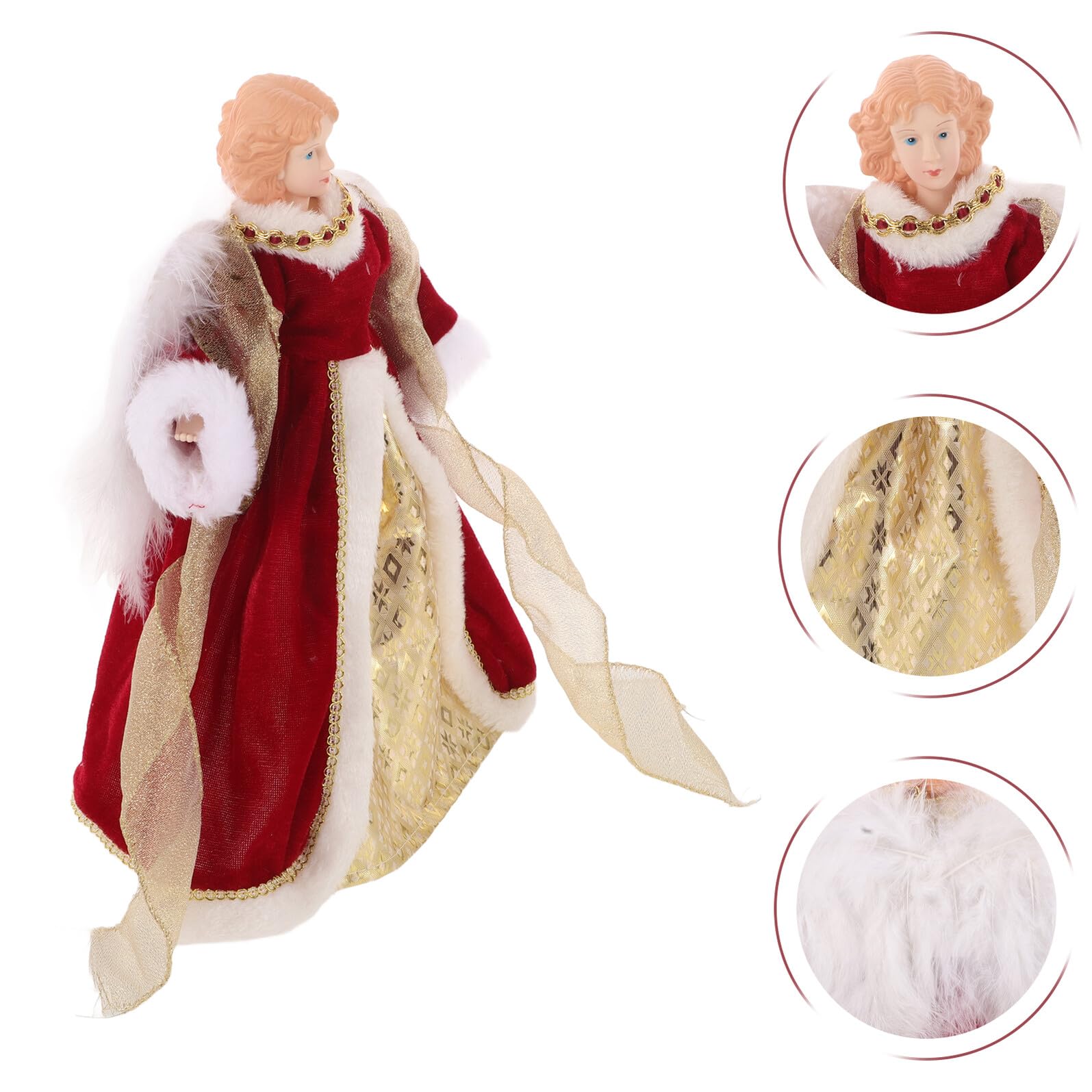 SHINEOFI Adorno para Punta de Árbol de Navidad Ángel Alas de Felpa Decoración Navideña Creativa Detalle para Fiestas y Decoración de Mesa