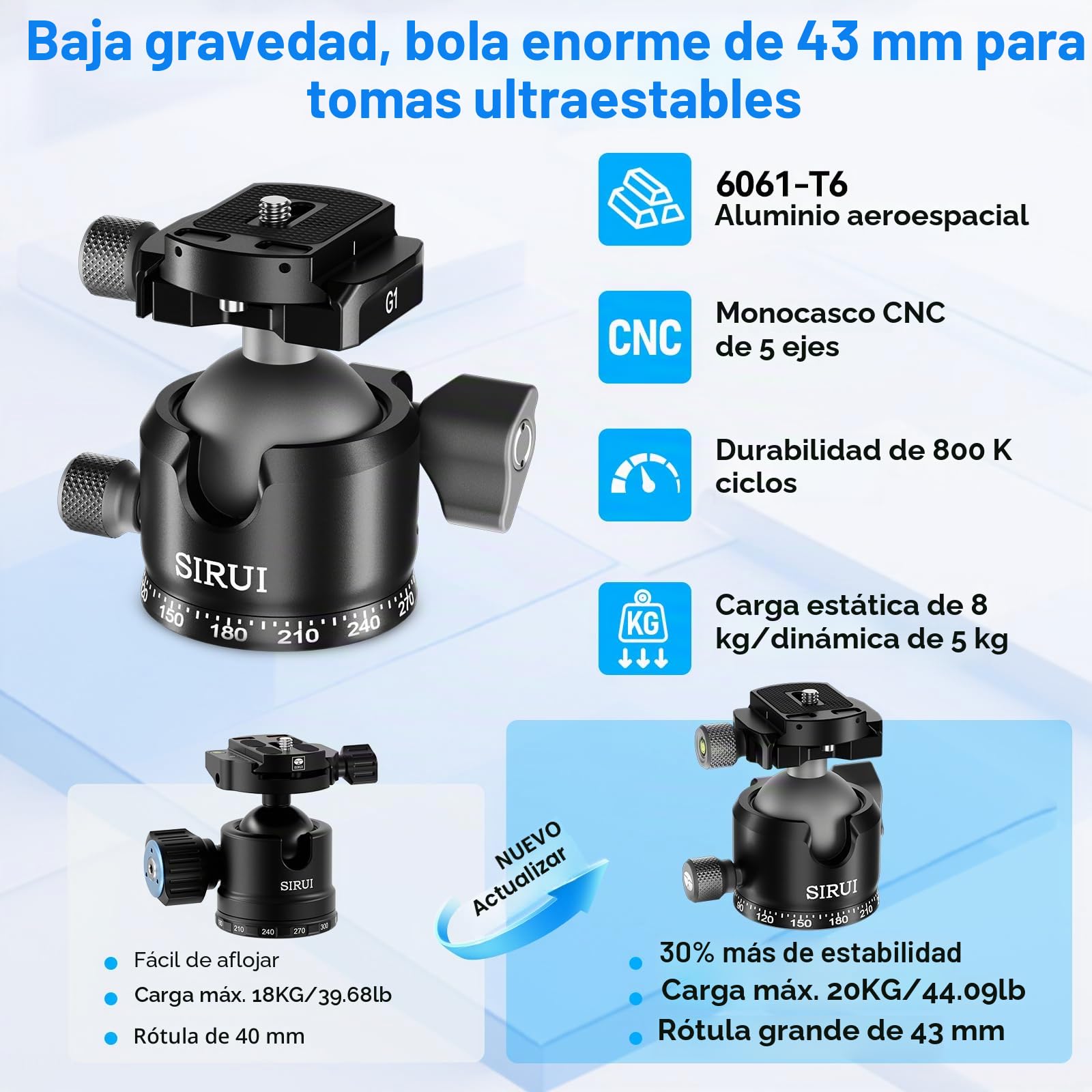 SIRUI AM-324S+G1 Professional Carbon Fiber Tripod, Supports 20 kg 