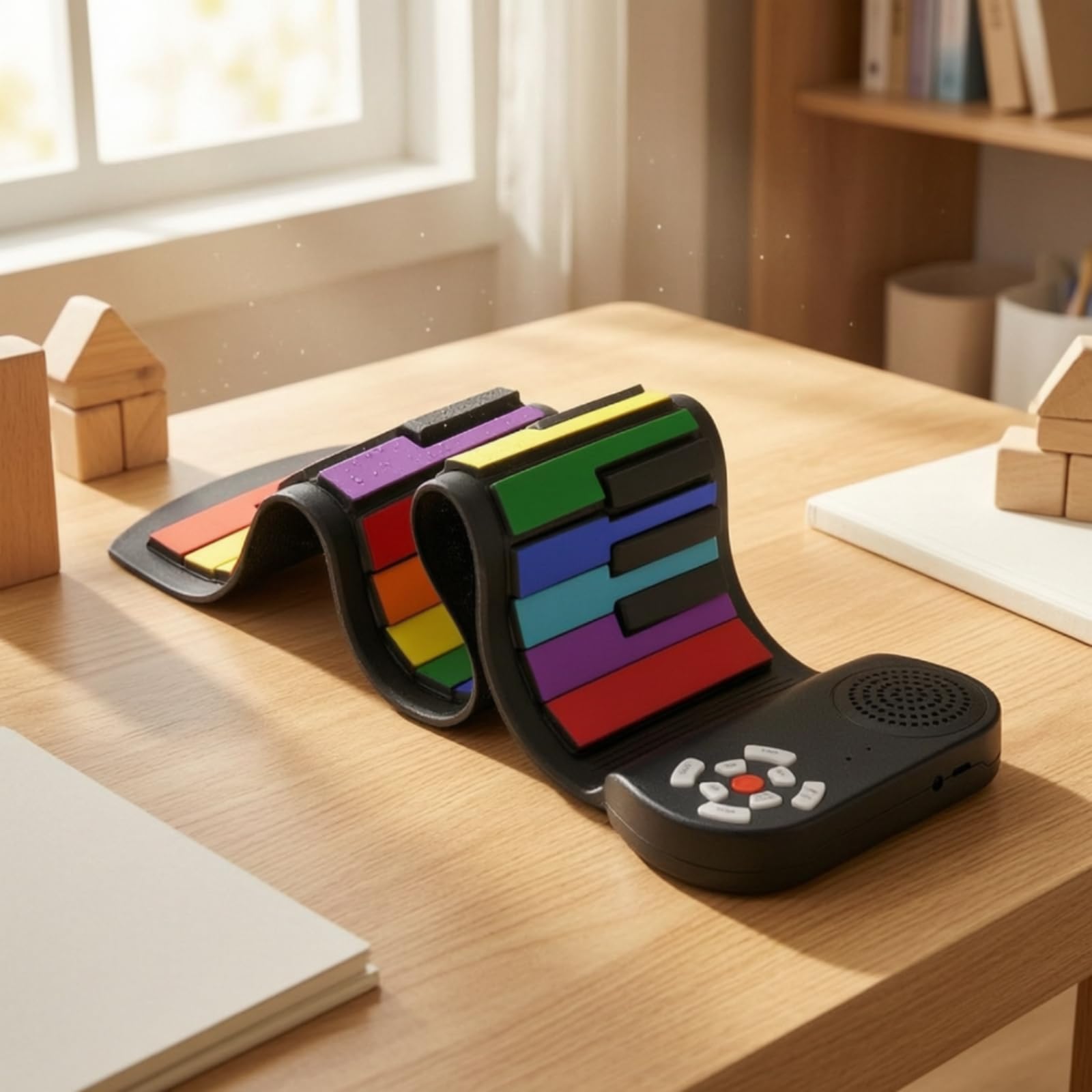 Tastiera Elettronica Portatile 37 Tasti Pianoforte Arrotolabile Silicone Educativo Pianola Didattica con Tasti Visivi Adatta per Bambini Apprendimento Casa Scuola, Versione Cinese