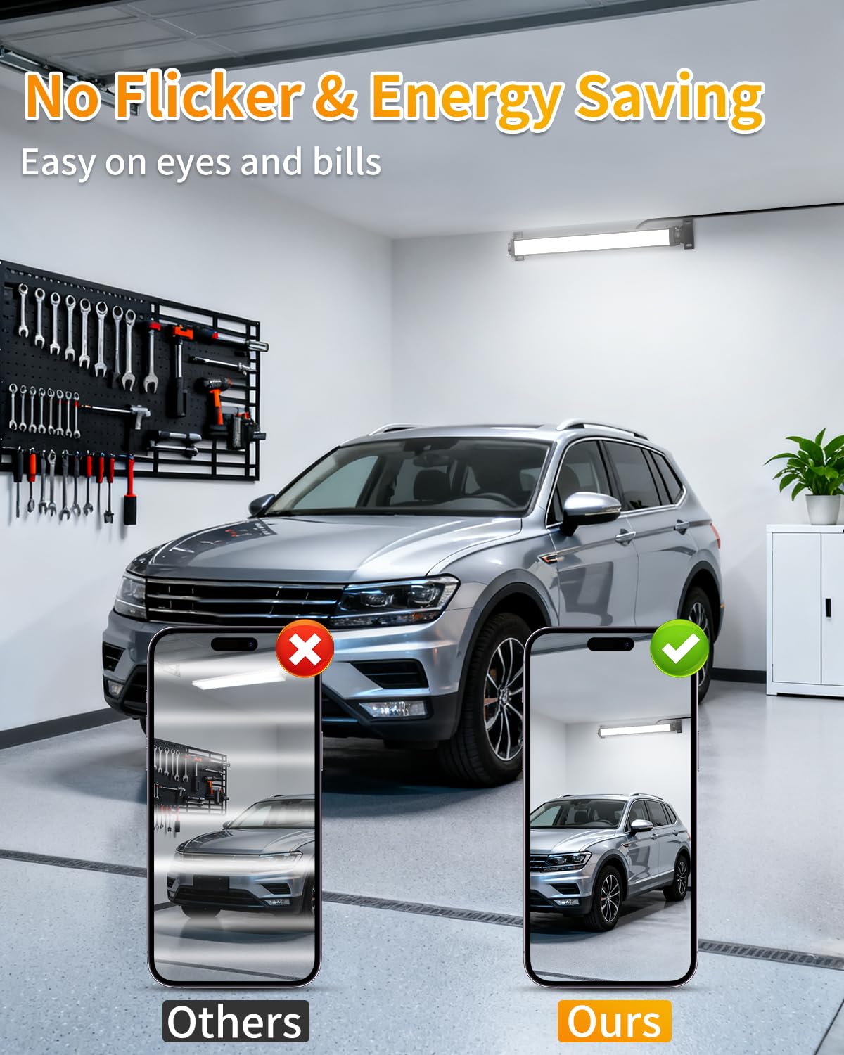 40W LED Shop Lights with 6 6FT Cord Swtich 5400LM Plug in Garage Light 6000K Daylight Work Lights — view 3