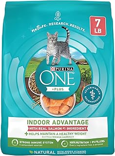 Purina ONE Natural Low Fat, Indoor Dry Weight Control High Protein Cat Food Plus Indoor Advantage with Real Salmon - 7 lb. Bag