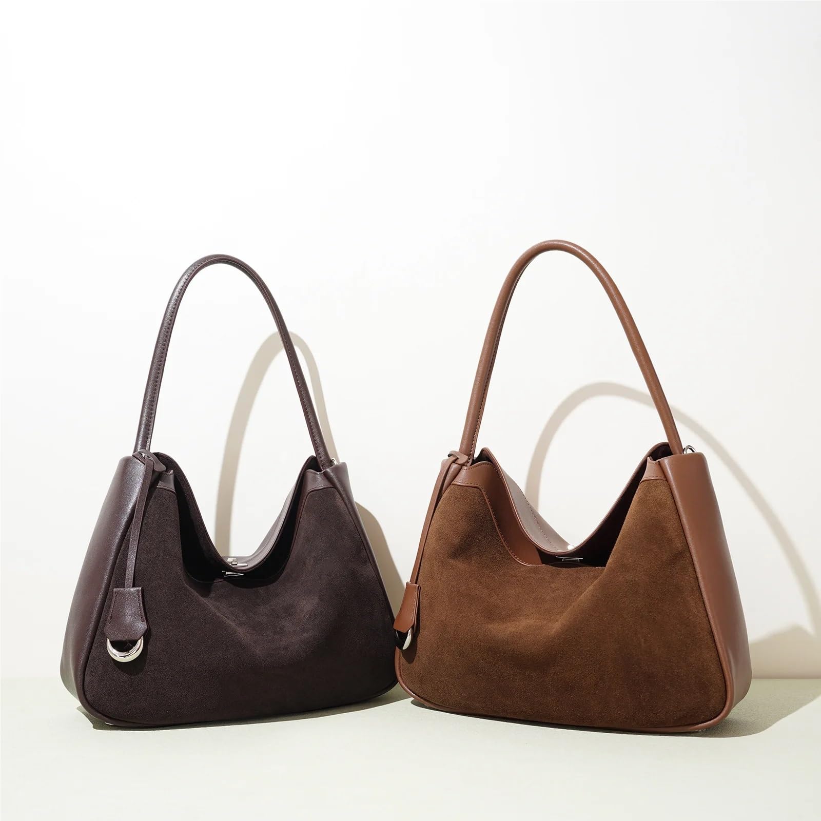 Bolso Serraje Bolso de mano piel vacuno y ante, versátil, tipo bandolera, for el día a, for mujer