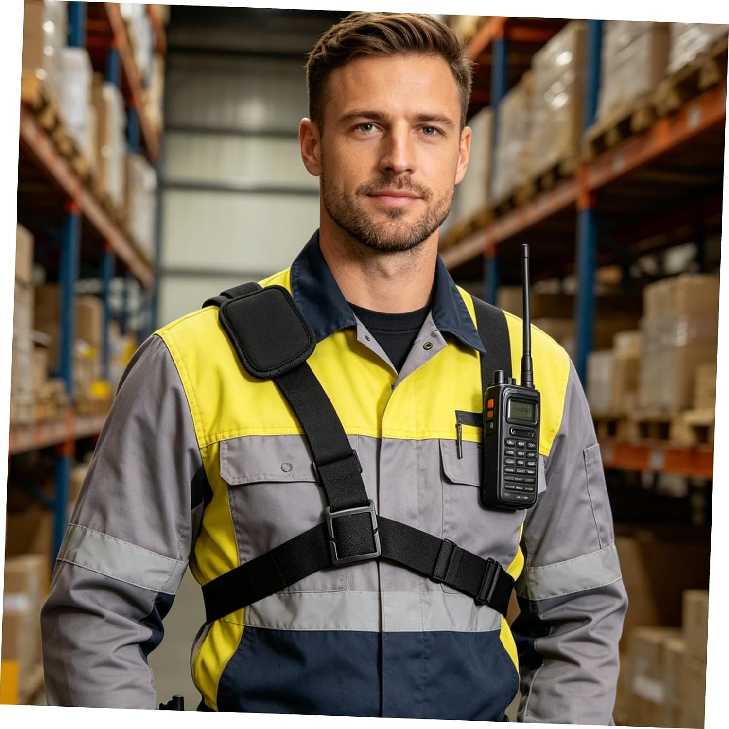 Adjustable Radio Shoulder Strap and Body Camera for Security Personnel, Outdoor Event Staff, and Emergency Workers – Over-the-Shoulder Wearable Mount Single Strap Design