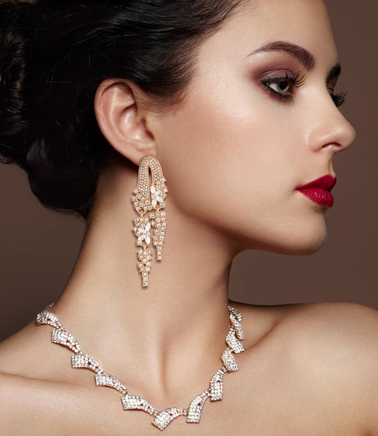 Long Rhinestone Dangle Wedding Earrings for Women Brides Bridesmaids Sparkly Crystal Drop Statement Earrings for Wedding Prom Pageant - Image 5