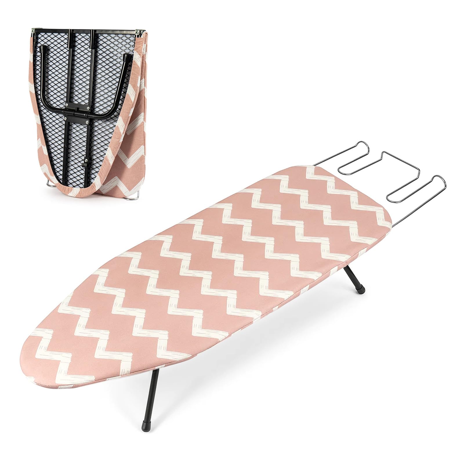 Sunnynest Pink-M 110X32cm Folding Ironing Board With 6 Adjustable Heights (66-77Cm) – Lightweight Design, Cotton Cover & Non-Slip Feet (Pink-M)