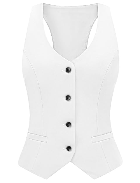 V VOCNI Waistcoat Vest for Women Racerback Button Up Fashiona Casual Dress Suit Vest Top
