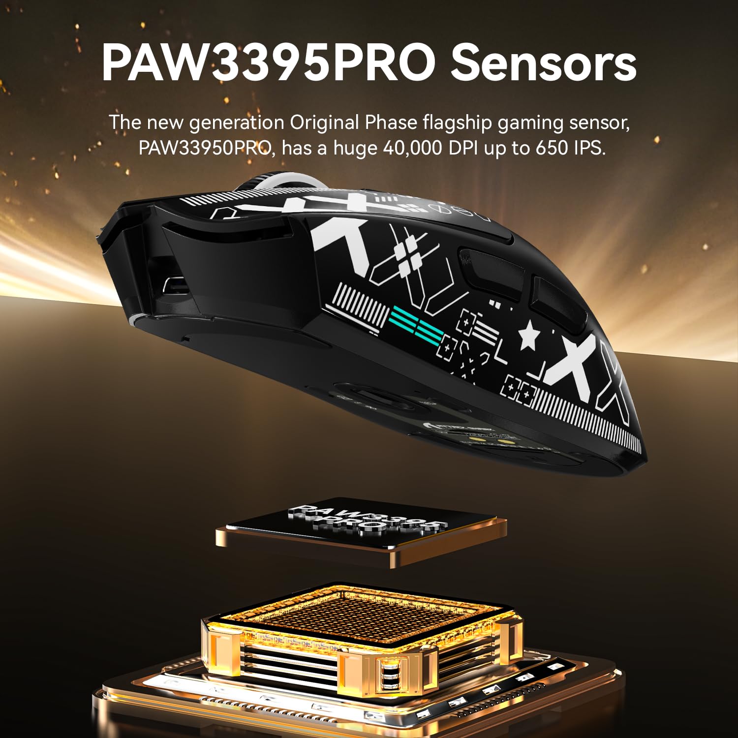ATTACK SHARK X1 Gaming Mouse with Touchpad RGB Charging Dock, PixArt PAW3395PRO Gaming Sensor, BT/2.4G Wireless/Wired Gaming Mouse with Grip Tape, 40000 DPI, 53g Superlight Gamer Mice (Black)