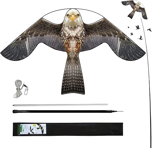 Bird Hawk - Cometa voladora con poste para cultivos de granja, protector de granja, cometa voladora con poste de 13.1 ft estilo B