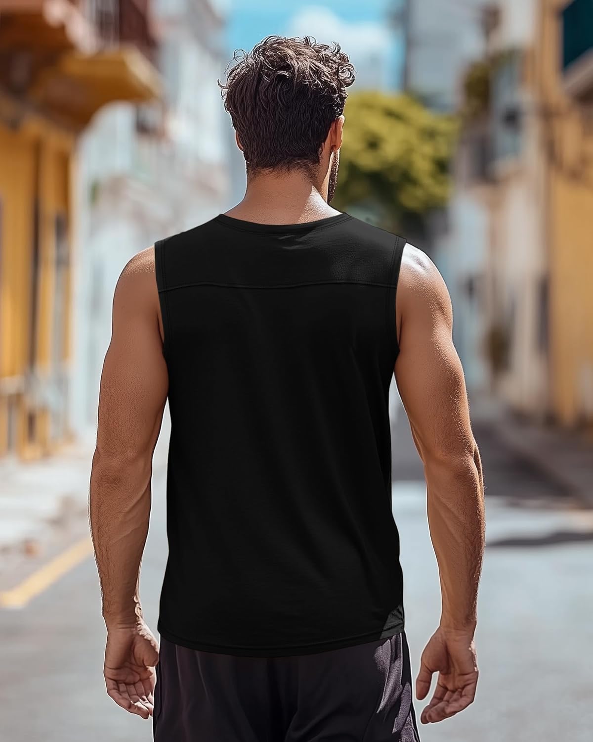 Huukeay 3 Pack Cotton Men's Big and Tall Sleeveless Tank Tops Muscle Shirts Gym Casual Workout Tees with Pocket