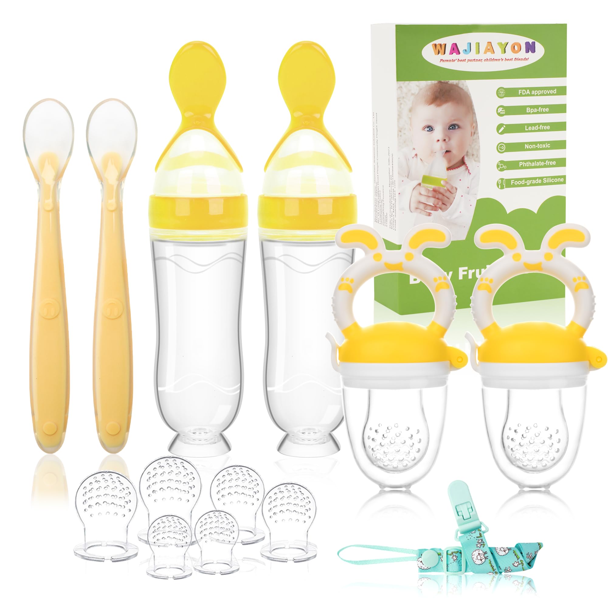 WAJIAYON Easter Bunny Baby Fruit Feeder Pacifier | Infant Fruit Food Feeder Pacifier & Food Dispensing Spoon | Fresh Fruit Teethers for Babies |