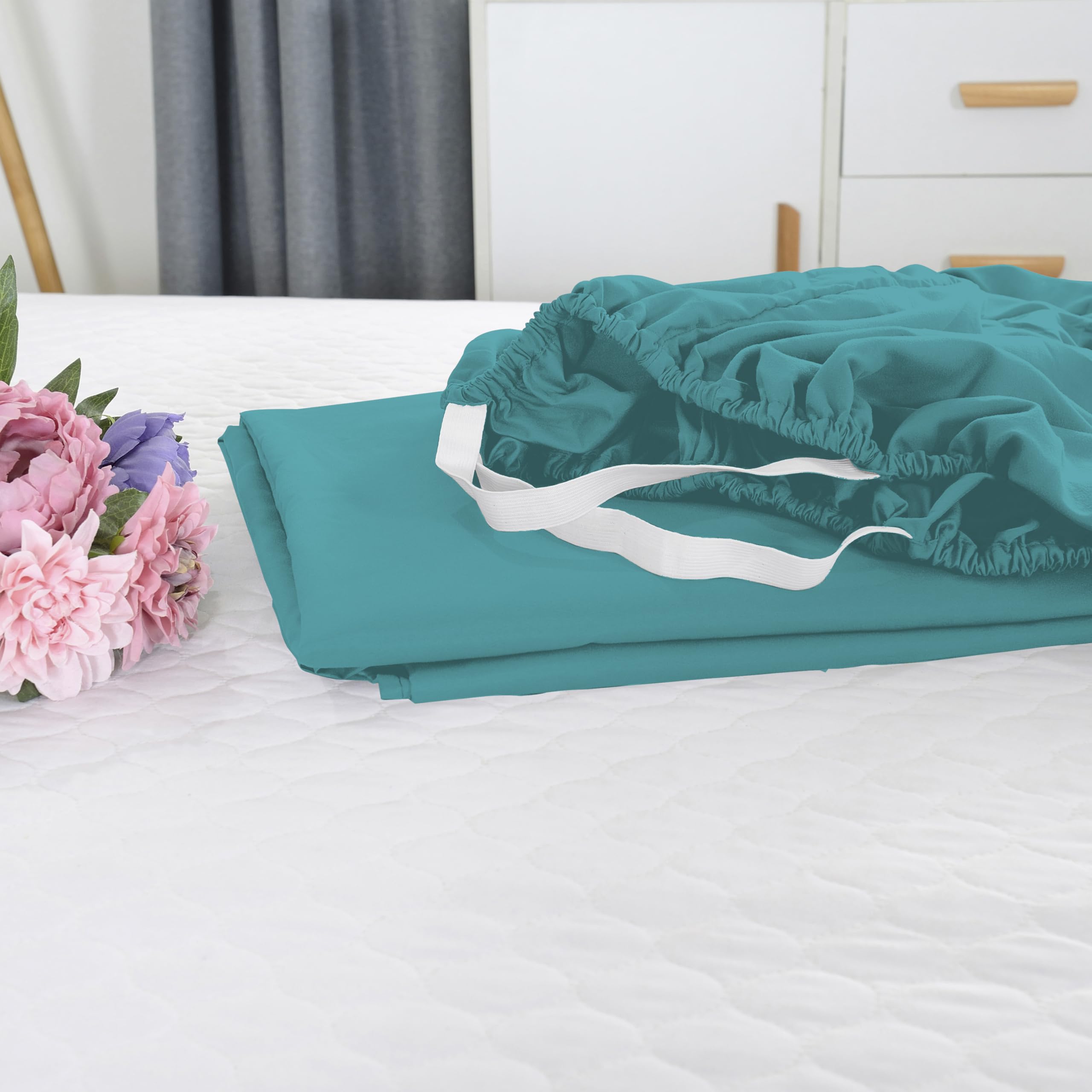 Drap-housse Simple Elegant Comfort 137x190 Cm - Profondeur 46-53 Cm - Poches De Rangement Latérales - Microfibre Qualité Hôtel