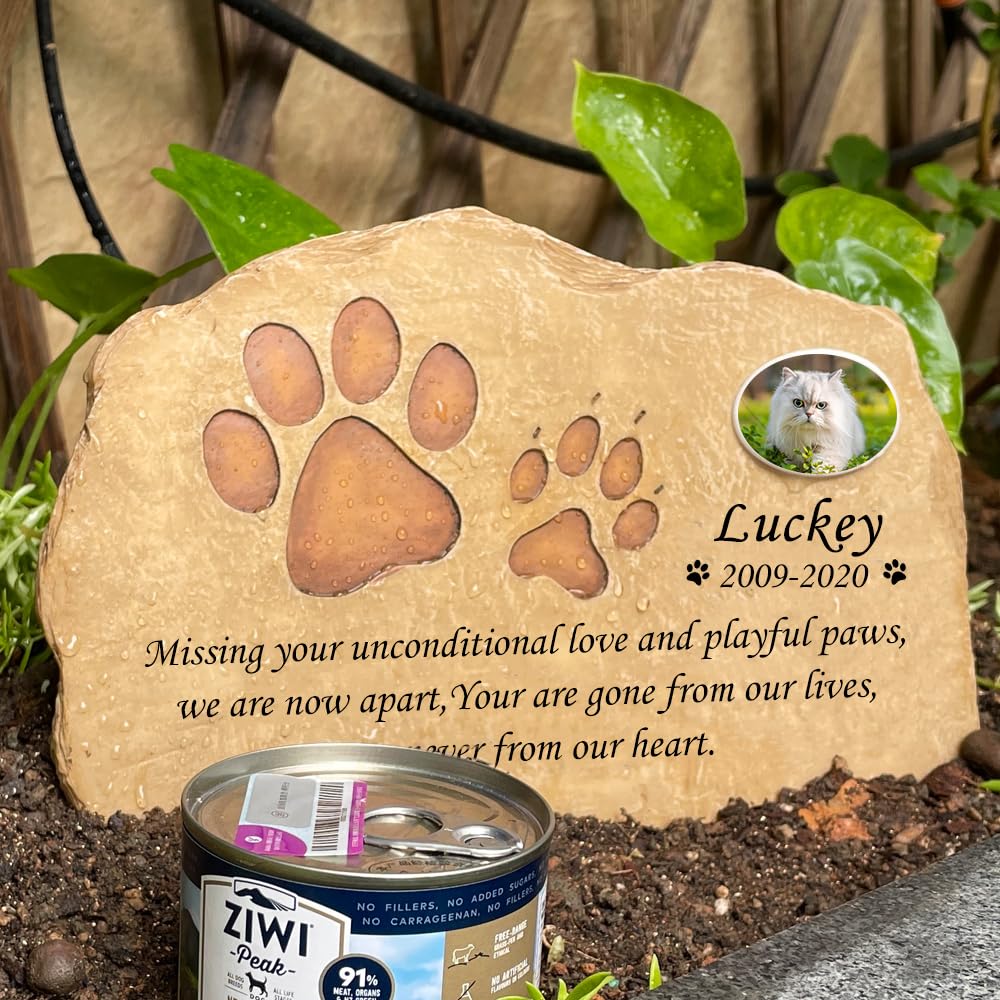 Pietra Commemorativa Per Cani E Gatti - Personalizzabile Con Foto E Nome, Resina, Per Giardino O Casa - Foto 8