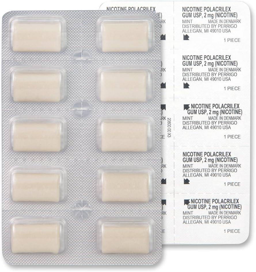 GoodSense Nicotine Polacrilex Uncoated Gum 2 mg (nicotine), Mint Flavor, Stop Smoking Aid; quit smoking with nicotine gum, 110 Count