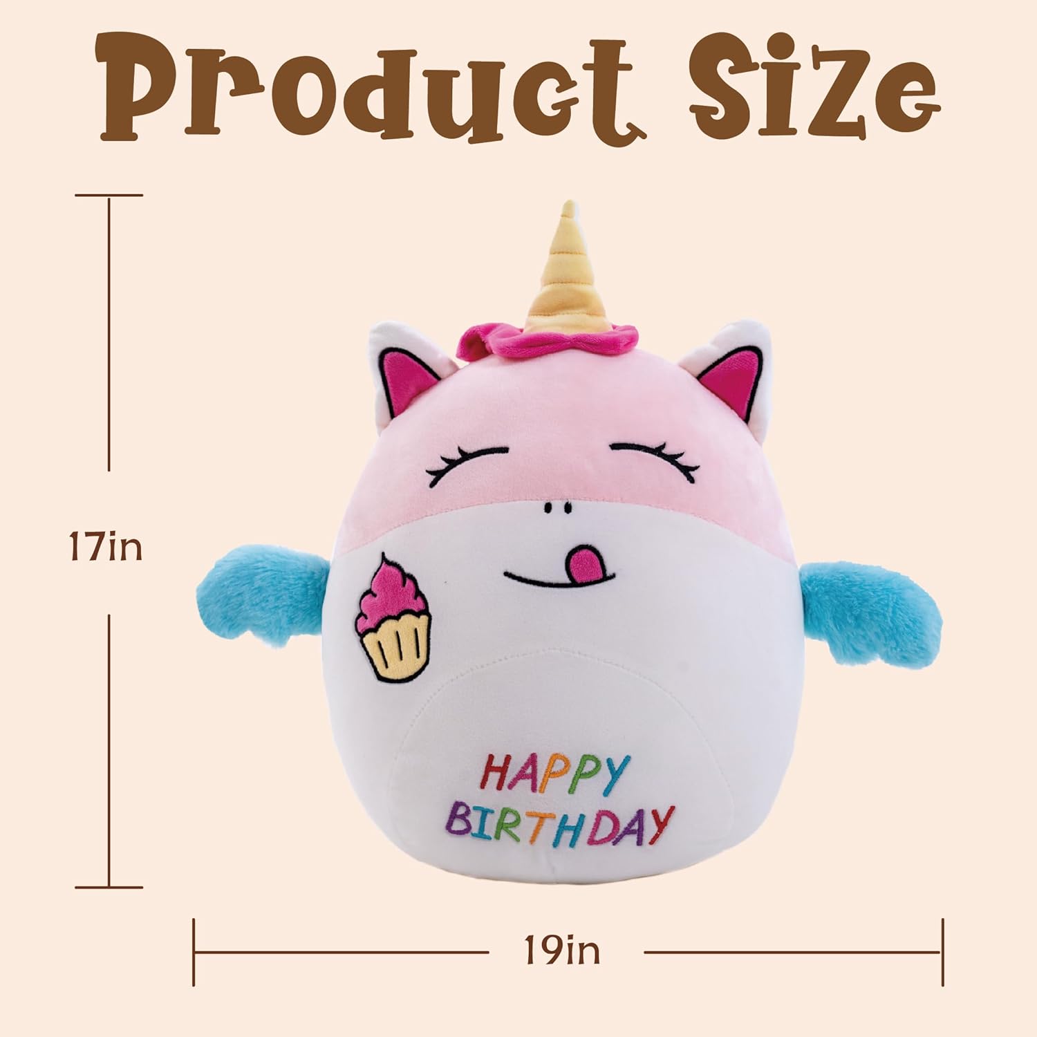 17" Birthday Unicorn Plush Pillow, Cute Soft Unicorn Stuffed Animal Pillow, Happy Birthday Gifts for Kids, Girls and Boys - Image 3