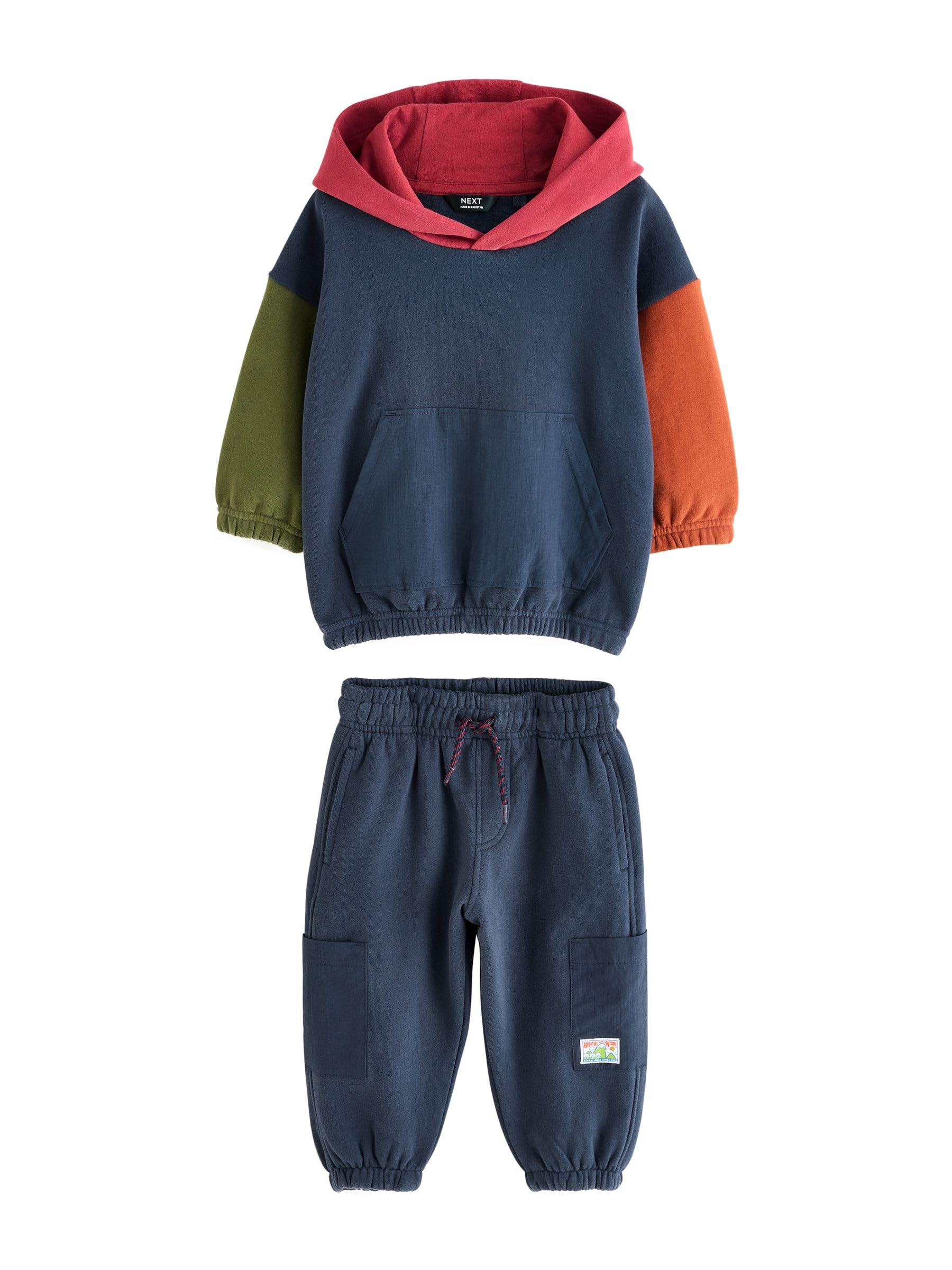 NEXT Niños Conjunto de sudadera con capucha y pantalón de chándal en bloques de color