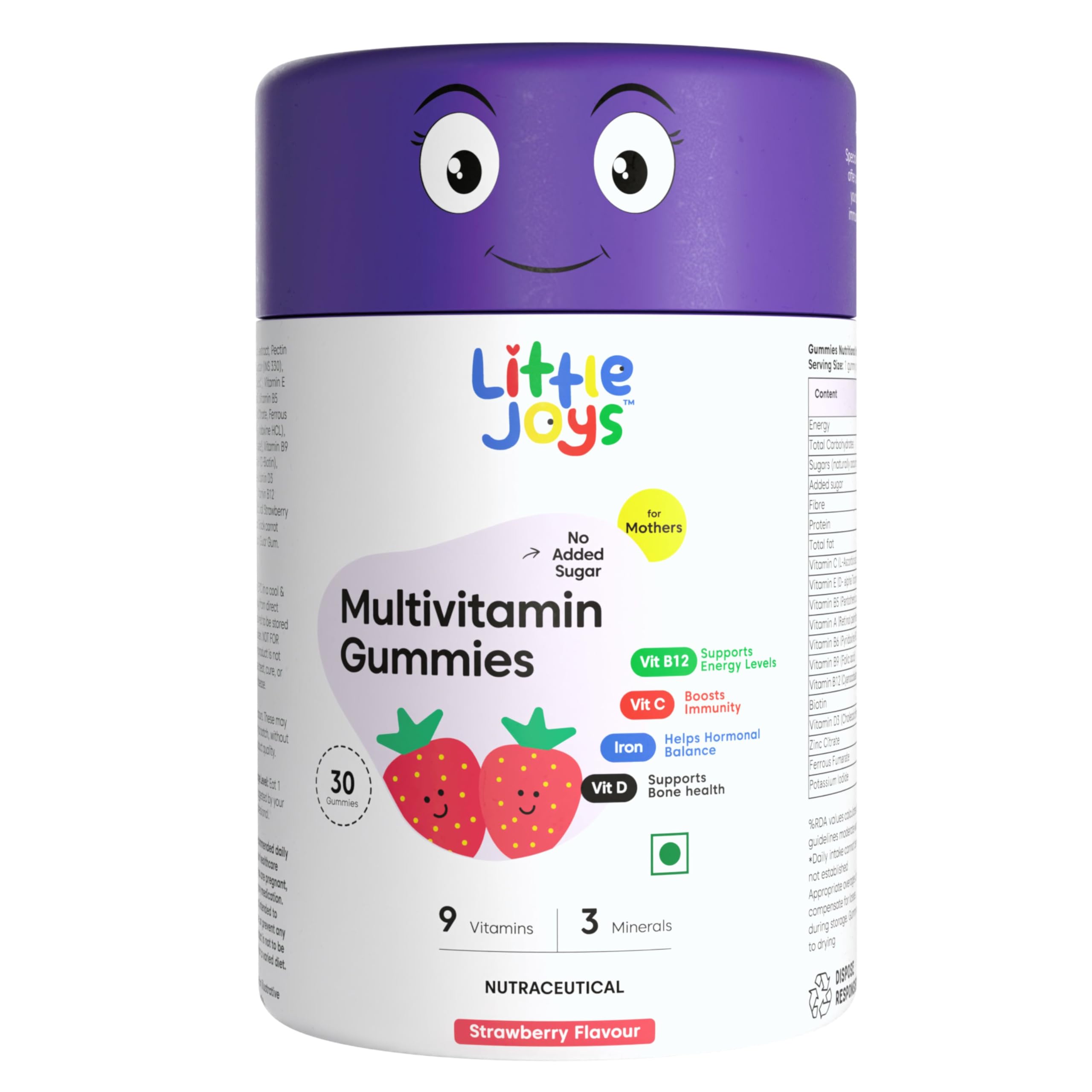 Little Joys Multivitamin Gummies For Mothers | 30 Day Pack | With Vitamin C, E, A, B12 D3 & B6 | Biotin, Iron, Zinc & Potassium | Boosts Immunity, Supports Bone Health & Maintains Energy Levels