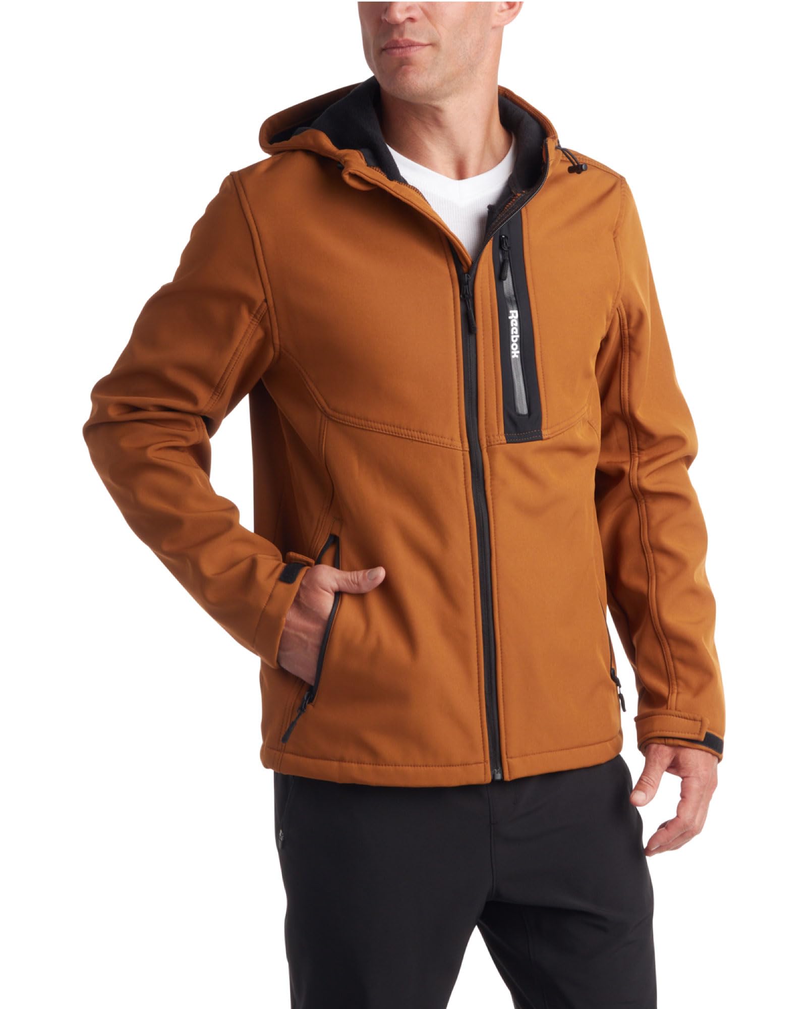 Reebokmens Jacket Lightweight Softshell Jacket With Hood Casual