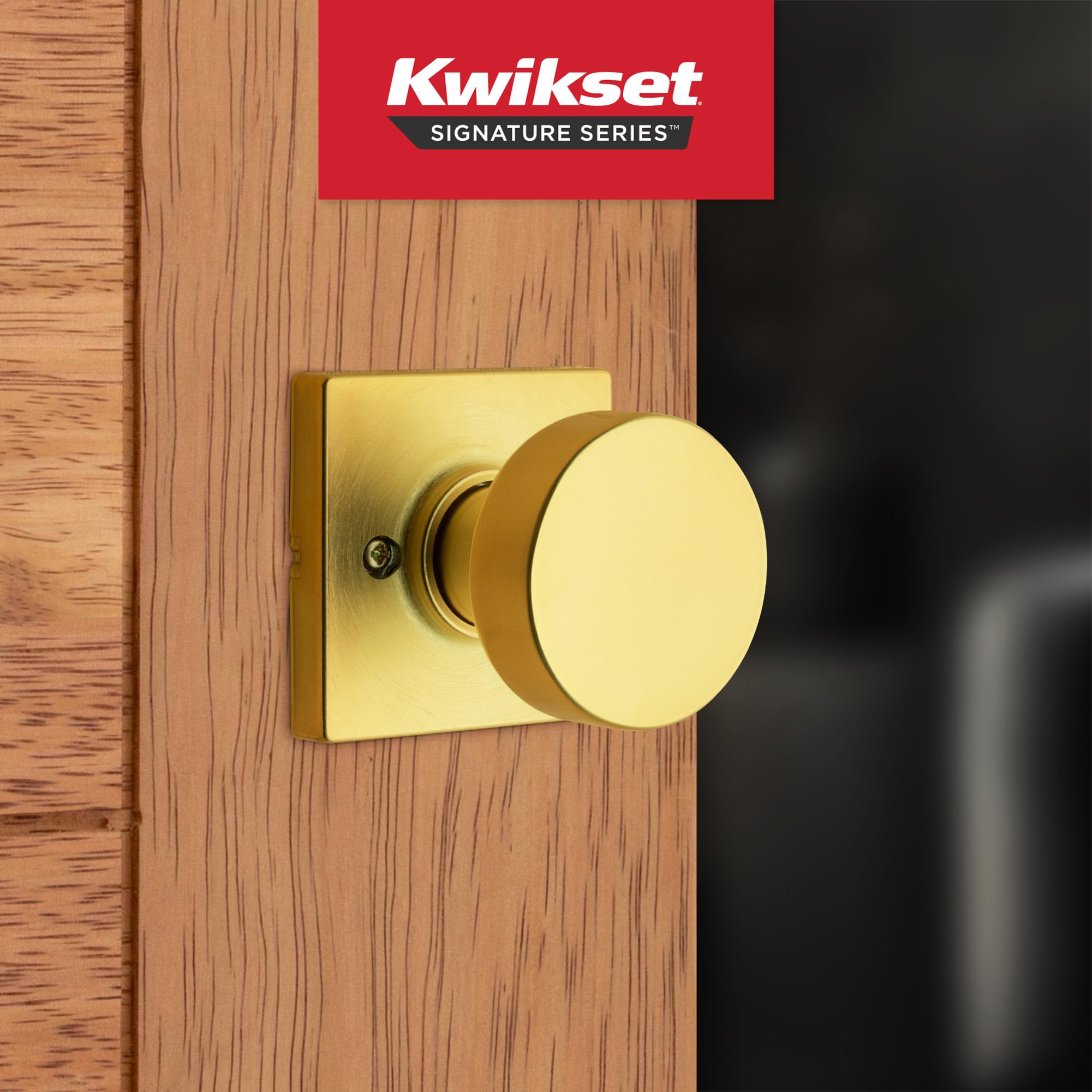 Kwikset Pismo Dummy Door Knob, Single Sided Handle for Closets French Double Doors, and Pantry - Image 2
