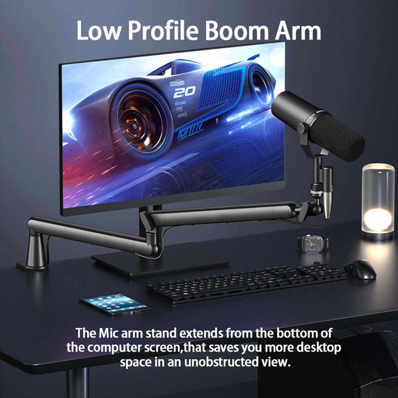 Soporte Brazo Micrófono Mesa - Ajuste Multidireccional Plegable Metal, para Blue Yeti, Snowball iCE, HyperX QuadCast,SoloCast,Elgato Wave