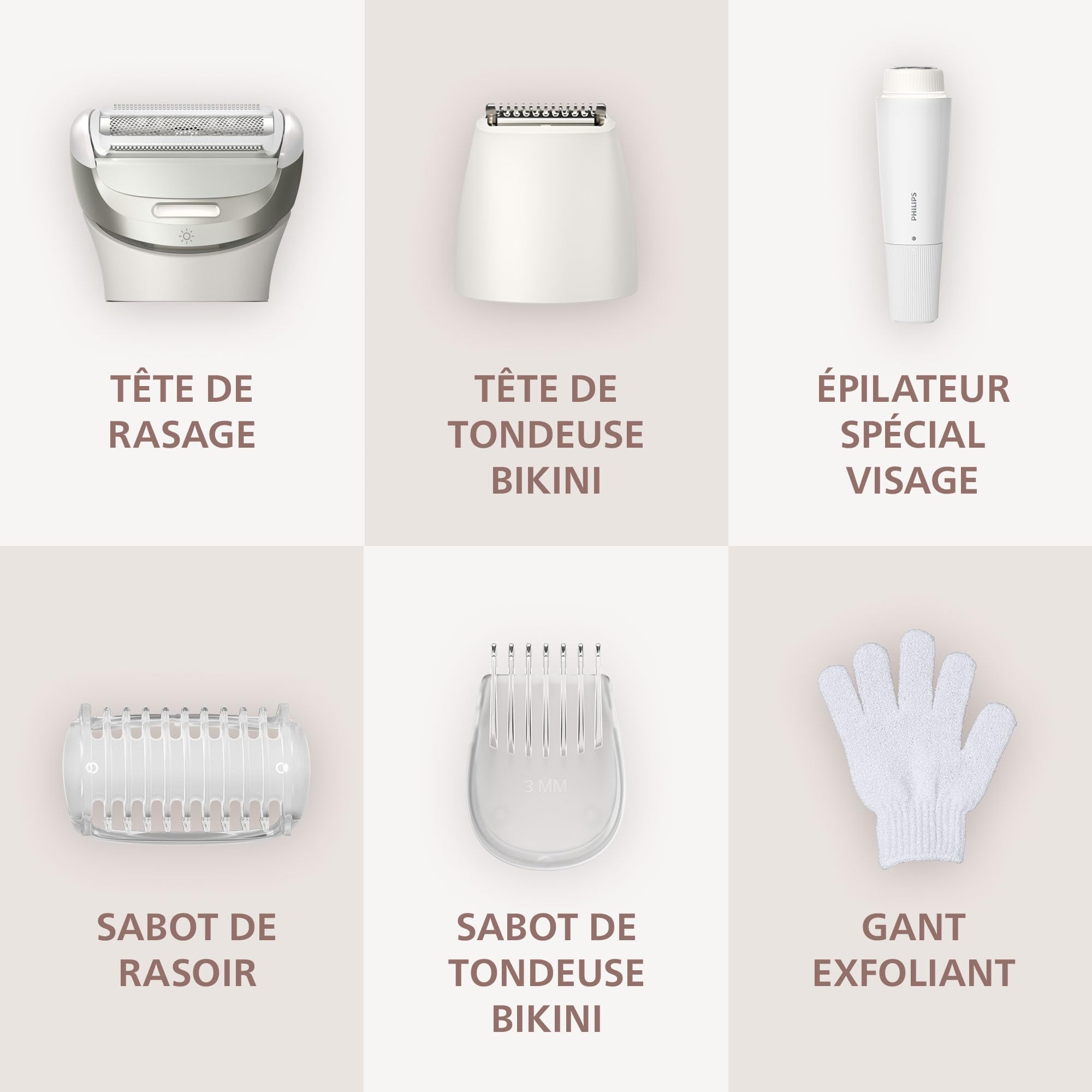 Philips Lady Shaver série 8000 – rasoir sans fil, sur peau sèche ou mouillée, système de rasage à 3 lames, tête flexible, visage, jambes, corps et maillot, autonomie 100 min, modèle BRL159/00