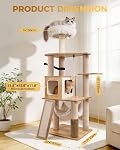 Modern Cat Tree Tower for Indoor Cats, Luxury Climbing Tower with Plush Lounge, Kitty Condos, Hammock & Scratching Posts, Classic cat Furniture | Engineered Wood & Plush | 61"Modern Cat Tower | 20 lbs Per Platform | Anti-Tip Base | Sisal Posts | Wash