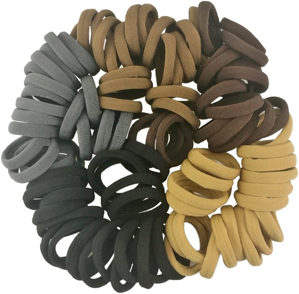 100 Pcs Hair Scrunchies Cotton Elastic Hair Bands Scrunchy Hair Ties Ropes Scrunchie for Women or Girls Hair Accessories for Thick Hair (Neutral Color)