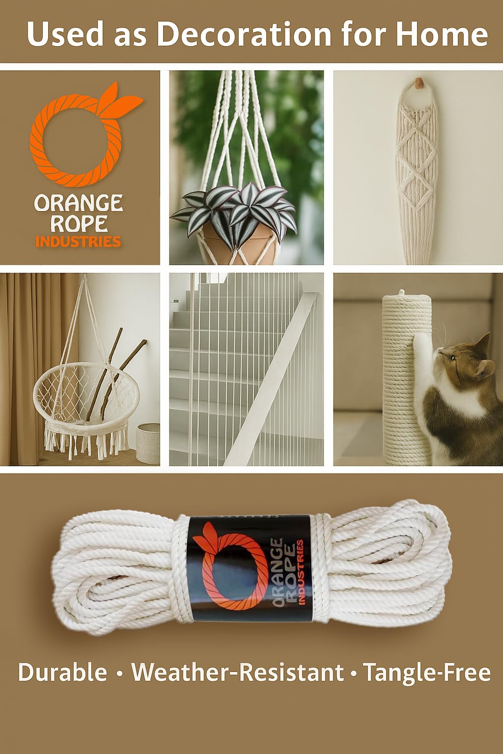 Orange Rope Industries 4 MM Polyester Rope Rassi 100 Foot 30 MTR Extra Twist & Strong Long Life Hanging Decoration, Gift Wrapping Cords Multi-Purpose Twine — Amazon image 5